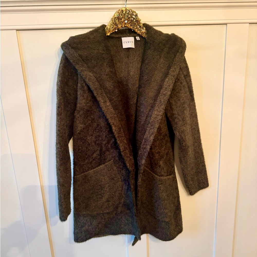 Cyrus Faux Fur Hooded Coat in Deep Evergreen Holiday Christmas
